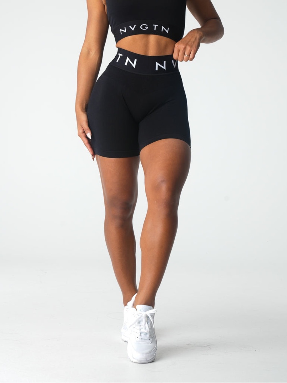 NVGTN Black High-Waist Logo Bike Shorts S